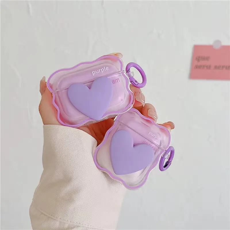 Wholesale Anti slip Earphone Case Soft TPU Anti lost Headphone Cover Heart Shaped Earphone Accessories