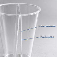 Gobelet en plastique PP jetable personnalisé de 16 oz avec séparateurs, gobelet à compartiments transparent pour crème glacée, café, boissons froides, vente en gros