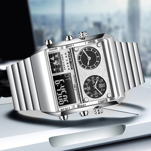 FOXBOX FB0011 남성용 석영 시계 최고 브랜드 직사각형 패션 주간 시계 남성 스테인레스 스틸 방수 캐주얼 스포츠 시계 - Product Image 2