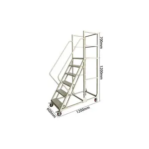 6 Stap 1.2 M Stalen Ladder Met 4 Wiel