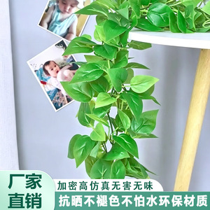 Artificial Three <b>Leaf</b> Pothos Vine 2.3M Green Plastic Indoor <b>Decor</b> <b>Wall</b> Hanging Strip Minimalist Style - Product Image 4