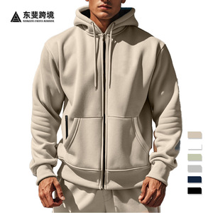 Sweat-shirt à capuche pour homme, couleur unie, doublure polaire, respirant, manches longues, vêtements de sport, commerce électronique transfrontalier - Product Image 3