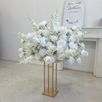Boule de fleurs artificielles en roses blanches, arrangement floral rond pour la décoration de centre de table de mariage