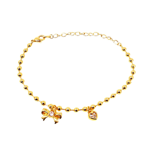Tianyu Gems Trendy Gold Copper Zircon <b>Bracelet</b> Bowknot Heart Charms Sweet Style Women's Fashion Jewelry - Product Image 1
