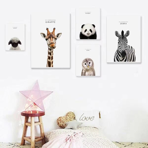 Woodland Animal Art déco toile affiche cerf à long cou et <span class=keywords><strong>ours</strong></span> polaire pour pépinière chambre d'enfants maison chambre décoration - Product Image 5
