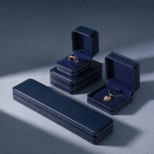 Zebopak Navy Blue Velvet Christmas Jewellery <b>Box</b> Set with <b>Ring</b> Necklace Bracelet Pendant <b>Gift</b> Packaging Factory - Product Image 2