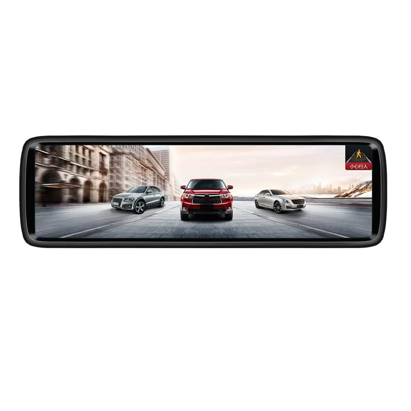 Streaming Dual Dash Cam untuk Mobil Cermin Auto DVR Perekam dengan 170 Derajat Kamera Belakang, perekaman Video HD 1080P Hitam Kotak