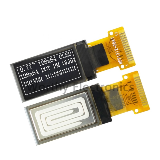 Resolution 128X64 white light LCD screen 13/14/15 PIN driver SSD1312 0.77 inch OLED display SPI IIC interface