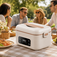 HTIM Wiederaufladbarer Elektrischer Speisenwärmer Kabellose Lunchbox Edelstahl-Innentopf Digitale Steuerung Timer-Funktion 1L Fassungsvermögen
