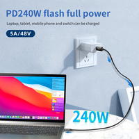 Thunderbolt 4 Tipo C a Tipo C PD240w USB C 40Gbps Cable de carga rápida Chaqueta de nailon 5A Carga rápida para computadoras