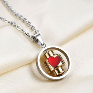 Collier avec pendentif creux rotatif en acier inoxydable avec motif de lettres anglaises pour un usage quotidien - Product Image 4