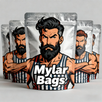 Sachets d'emballage personnalisés refermables en plastique Mylar à fermeture éclair, anti-enfants, pour bonbons gélifiés comestibles, 3,5g, 7g, 12g, à fond plat