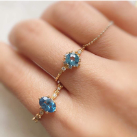 Bague en argent sterling 925 plaqué or avec zircon bleu de la marque Peishang, bijoux pour femmes, bagues personnalisées en gros, bijoux pour femmes