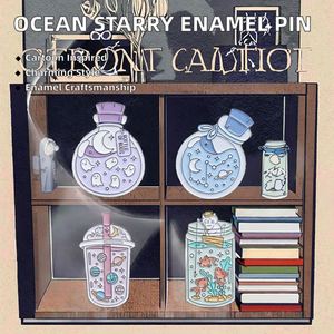 Customized Logo Ocean Starry Sky Bottle Fish Boo Planet <b>Badge</b> Cute Cartoon Metal Lapel <b>Pin</b> for Clothes Accessories Letters - Product Image 2