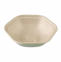 Bol à salade hexagonal en bagasse compostable et biodégradable de 750 ml, 1000 ml, 1300 ml, 1700 ml avec couvercle en plastique PP, logo personnalisé, marque HXH