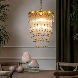 Lámpara colgante moderna de cristal cilíndrico con cadena ajustable, tipo cascada, para decoración del hogar y sala de estar. - Product Image 5