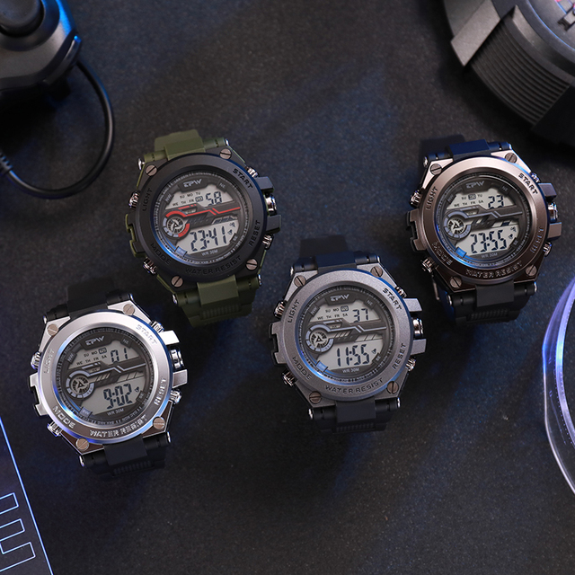 Camouflage Series Men Digital Printing Watches Big Screen Water Resistant Wrist Watch Wholesaler