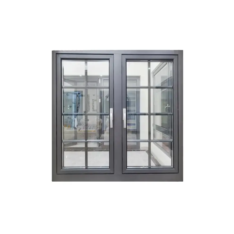 Aluminium desain Modern kaca ganda isolasi panas jendela Prancis