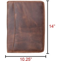 Bourbon de cuero marrón cartera profesional carpeta organizador Padfolio A4 escritura pluma y titular de la tarjeta hecha a mano