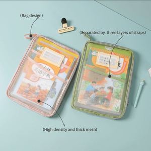Nouvelle sacoche de rangement pour livres, sac de rangement portable, sac de rangement transparent en gaze avec fermeture éclair - Product Image 4