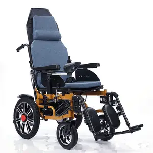康复器材用带床轮的电动折叠式轮椅铝合金轮椅