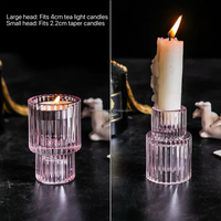 Bougeoir en verre de cristal personnalisé, simple et créatif-Lampe à thé à double usage et base de bougie conique pour la décora