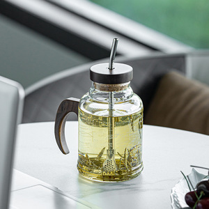Théière en verre Dun Dun Pot avec couvercle et paille, infuseur à thé de 500 ml pour la maison et le bureau - Product Image 1