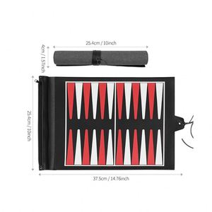 Juego de Backgammon de Viaje de Cuero PU YY, Juego de Mesa Enrollable, Backgammon Portátil para Viajar en Compañía - Product Image 2