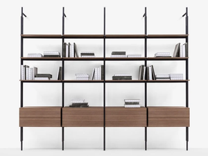 Étagère de rangement multi-niveaux pleine hauteur de style italien en fer et bois massif minimaliste pour salon, modèle ZY99 - Product Image 5