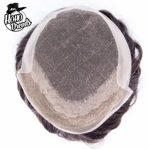 HOHODREADS en stock 7 "* 9" cheveux Remy moyennement clairs système de cheveux en dentelle française toupet 1 "dos et côtés enduits de PU - Product Image 1
