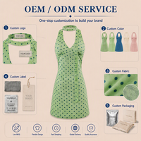 Robe d'été sans manches pour femme, personnalisée, style vintage, douce, respirante, en maille floquée florale, à franges, coupe trapèze, col halter, OEM ODM