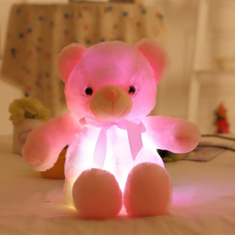 Promotional Wholesale Electric LED Light Up Glowing Stuffed Animal Toys Plush Teddy Bear