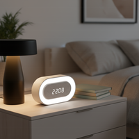 Veilleuse LED rechargeable à commande tactile pour chevet, avec horloge et fonction d'entraînement au sommeil, certifiée OEM.ROHS, directement de l'usine.