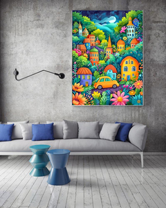 Kit di Pittura <span class=keywords><strong>Diamante</strong></span> Fai-da-Te in Acrilico per Adulti, Decorazione Casa con Motivo Casa Cartoon in Campagna - Product Image 2
