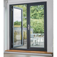 Porte française à double vitrage en alliage d'aluminium sur mesure, moderne, étanche, pour entrée extérieure de villa et appartement