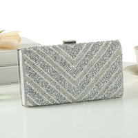 Nouvelle pochette de soirée élégante à fermeture magnétique, motif losanges triangulaires à facettes, en polyester rayé, forme carrée, idéale pour mariage et fête