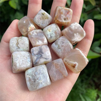 Cubo de Cristal de Ágata de Flor Pulida de 2 cm, Forma Cuadrada Natural, Piedra de Ágata de Flor Pulida para Decoración del Hogar