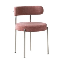 Chaise de salle à manger en tissu boucle de designer médiéval Chaises de salon rembourrées à siège rond