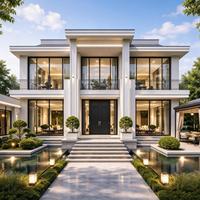 Villa préfabriquée de luxe moderne, structure en acier, avec options d'appartement et cuisine, plans personnalisés, ossature durable, assemblage rapide
