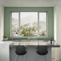 Fenêtre coulissante moderne en aluminium avec rideau suspendu, ouverture verticale, moustiquaire en acier inoxydable, écran pliant pour chambre et cuisine