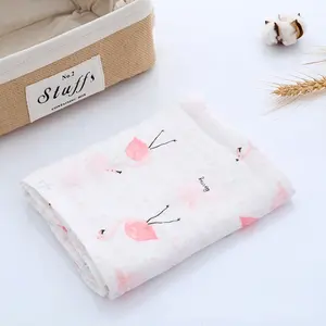 Hot Sale Cartoon Pattern 100% Cotton Newborn Baby Blanket 100-120gsm muslin swaddle