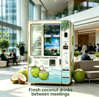 Distributeur automatique de noix de coco fraîches à rendement élevé et rentable, avec découpe et ouverture automatiques, service 24h/24, pour centres commerciaux et sites touristiques
