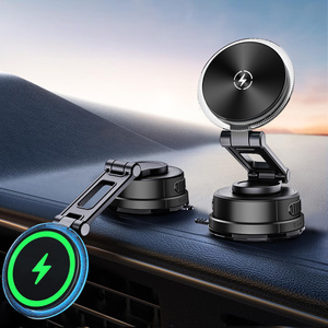 แบบไร้สายพับเก็บได้อย่างรวดเร็วสำหรับที่ชาร์จในรถยนต์ติดตั้งเซนเซอร์อัจฉริยะ15W ชนิด C ที่วางโทรศัพท์ในแดชบอร์ดสุญญากาศแม่เหล็กสำหรับ S9 S10 - Product Image 1