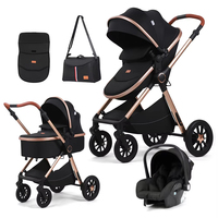 Poussette 3 en 1 de style européen 2026 New Born Pretty avec siège auto, poussette multifonctionnelle pliable pour bébé, 3 en 1
