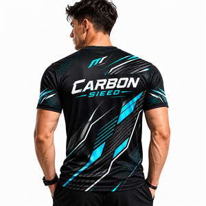 Maillot de course respirant en maille Dry Fit pour homme, imprimé géométrique Carbon Speed, personnalisable par sublimation, vente en gros - Product Image 3
