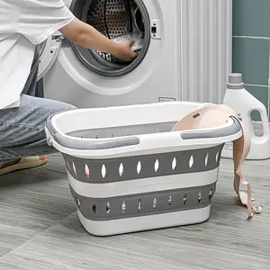 Collapsible Plastic Laundry Basket - Foldable Pop Up Storage Container/Organizer - Portable Washing Tub - Space Saving Hamper