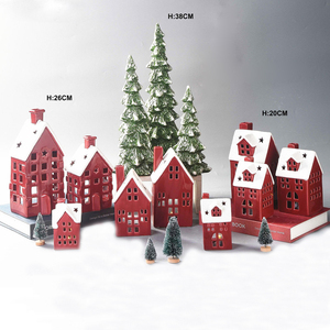 Red Color Ceramic <strong>Christmas</strong> <strong>House</strong> With Led Lighted Ceramic <strong>Christmas</strong> <strong>Village</strong> <strong>Houses</strong> - Product Image 4