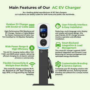 Cargador de vehículos eléctricos GB/T CCS2 CHAdeMO, estación de carga rápida AC de 7kw, 11kw, 22kw para uso doméstico. - Product Image 4