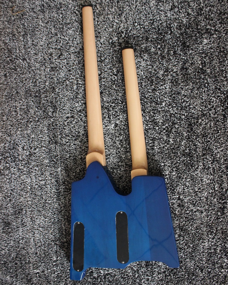 Weifang Rebon Double Neck Headless Electric Guitar in Blue