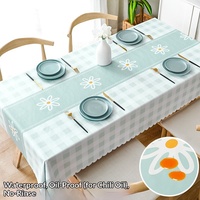 Nappe en tissu à motif géométrique écossais et dentelle, imperméable, anti-brûlure, anti-graisse, sans lavage, en PVC, style nordique, pour salle à manger, tendance cyber-célébrité